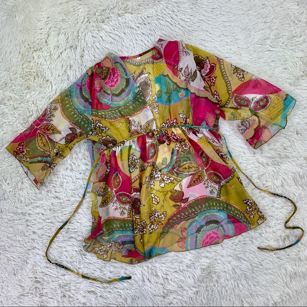 70’s style large sheer swim cover up